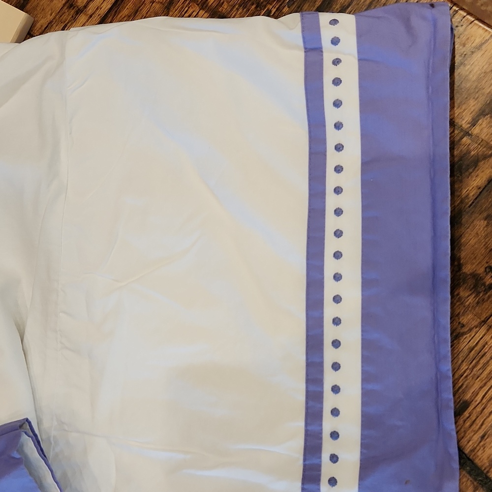 Pottery Barn Baby Crib skirt Purple and White